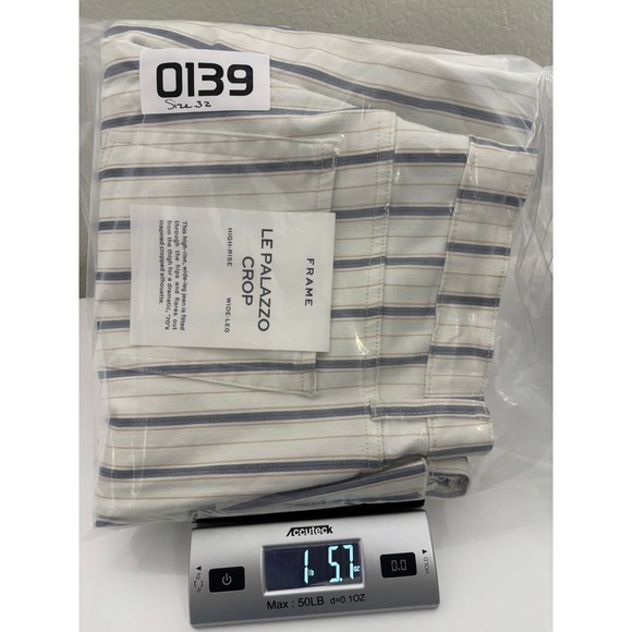 NEW FRAME Le Palazzo Striped Raw Wide Leg Jeans in Indigo Multi Size 32/14 - Picture 7 of 7